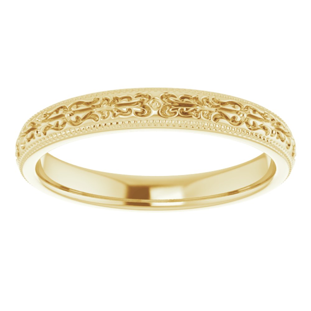 14K Yellow Gold 3 mm Patterned Band