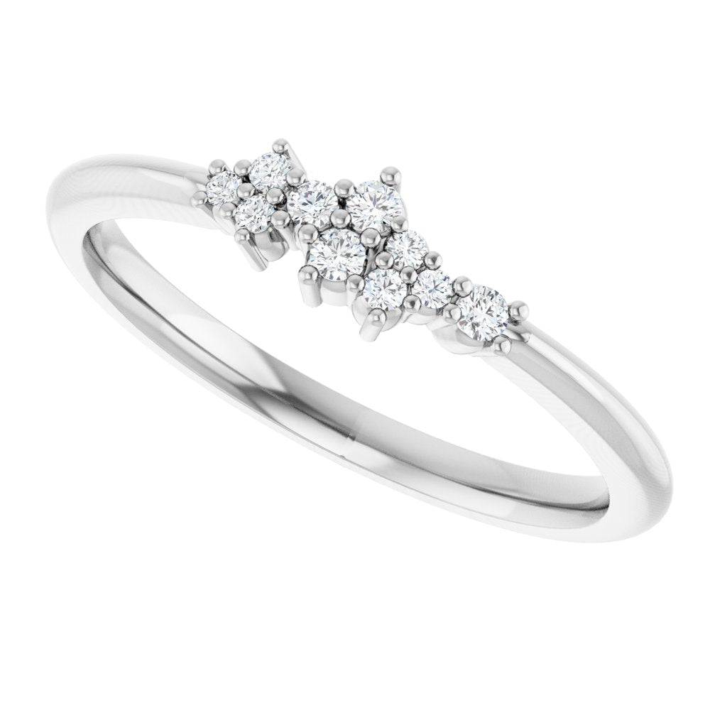 14K White Gold .08 CTW Natural Diamond Stackable Cluster Ring