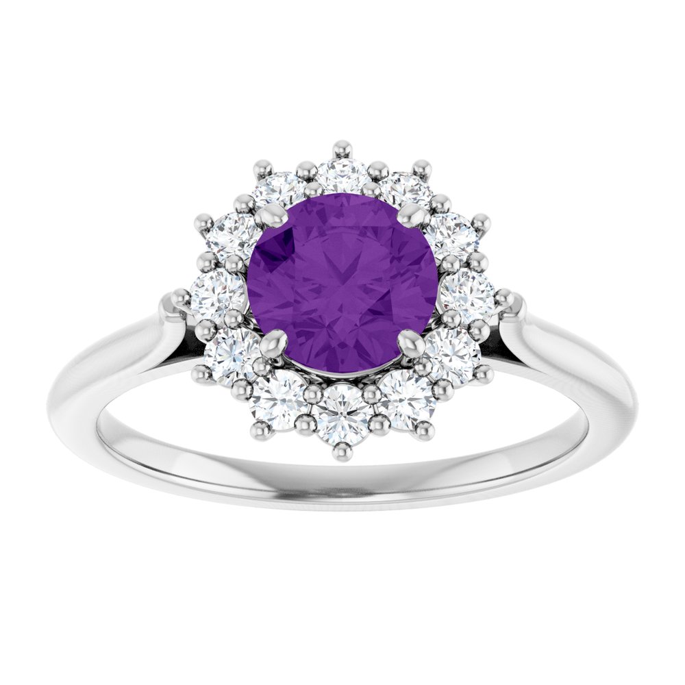 14K White Gold Natural Amethyst & 1/3 CTW Lab-Grown Diamond Ring