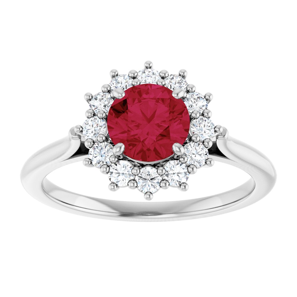 14K White Gold Lab-Grown Ruby & 1/3 CTW Lab-Grown Diamond Ring