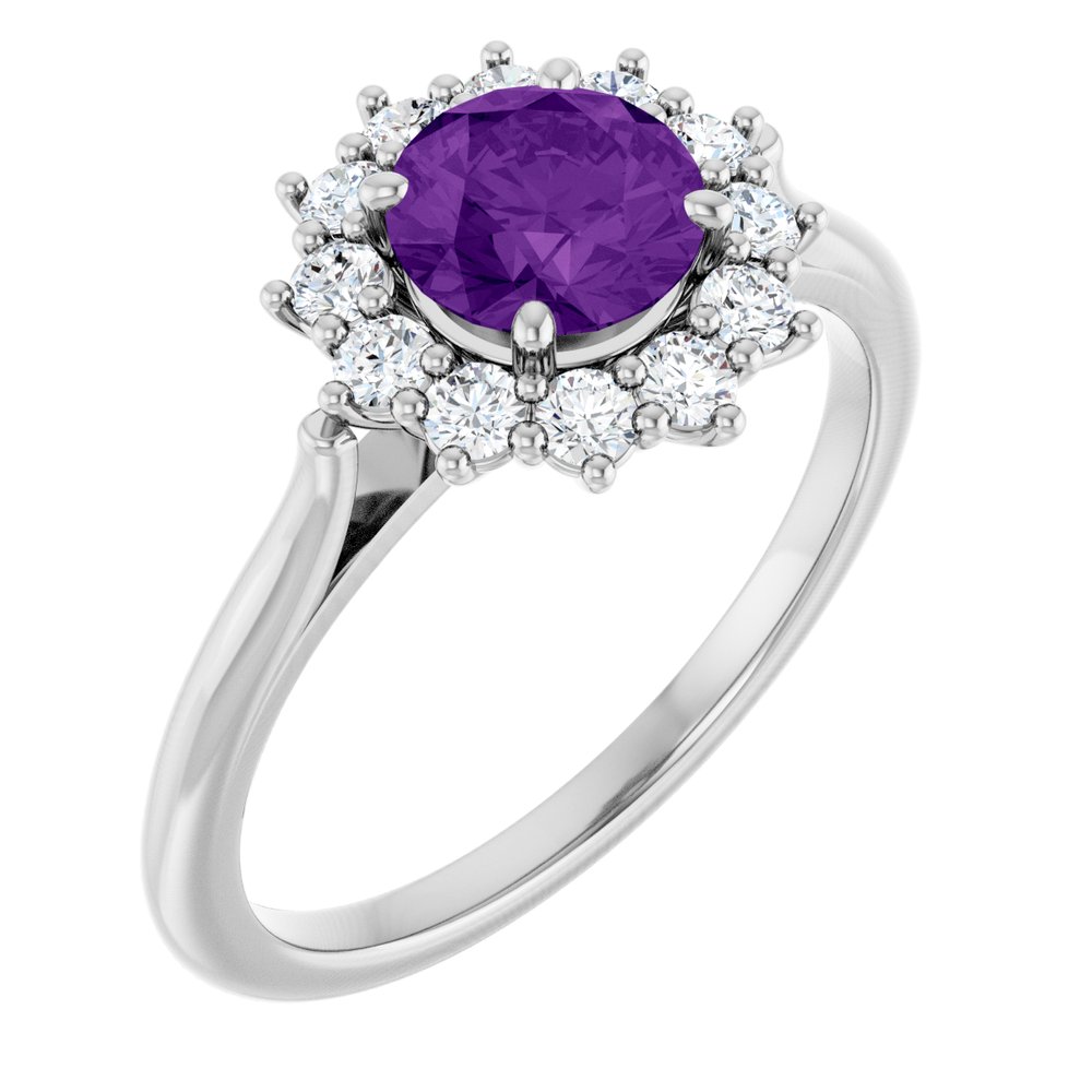 14K White Gold Natural Amethyst & 1/3 CTW Lab-Grown Diamond Ring