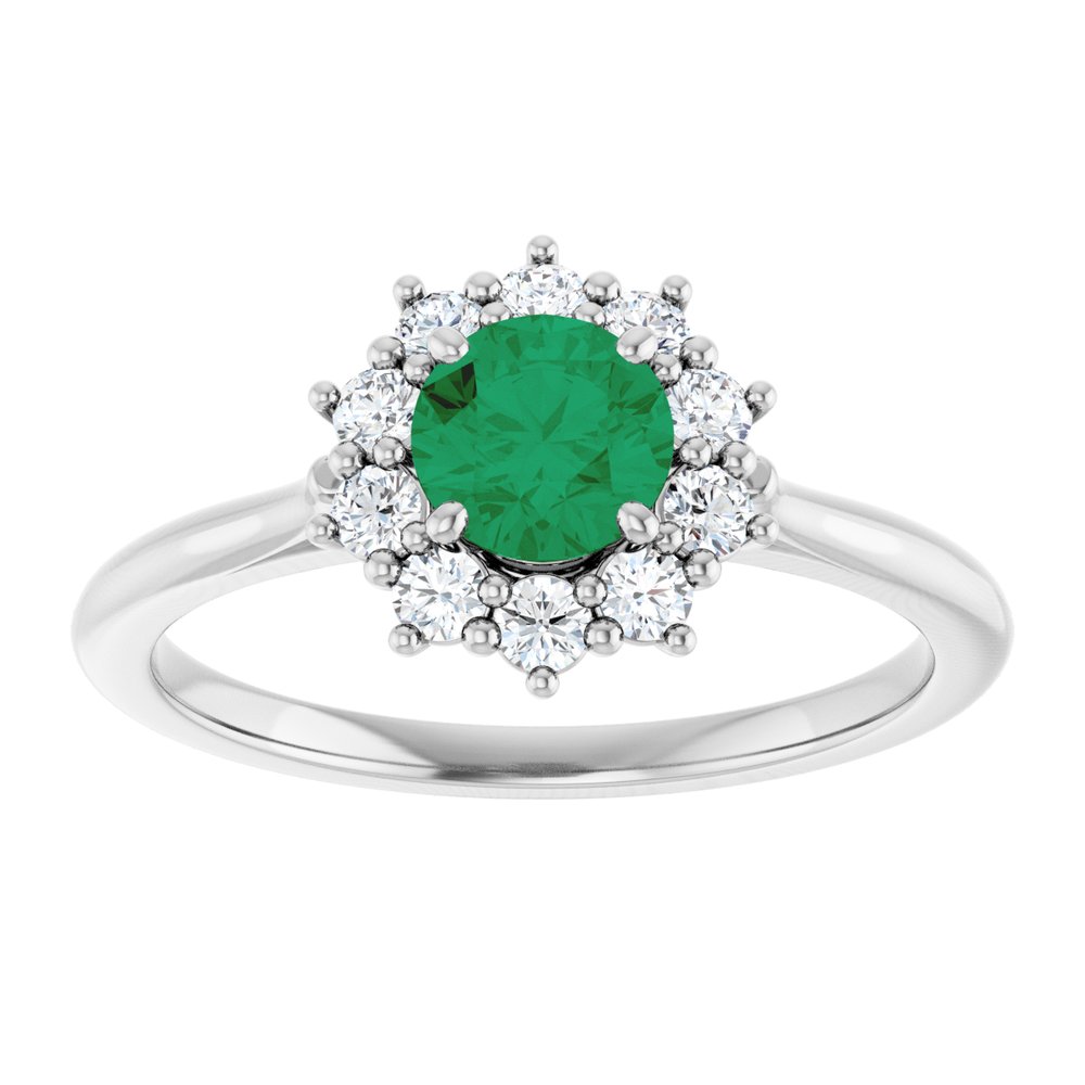 14K White Gold Lab-Grown Emerald & 1/4 CTW Lab-Grown Diamond Halo-Style Ring