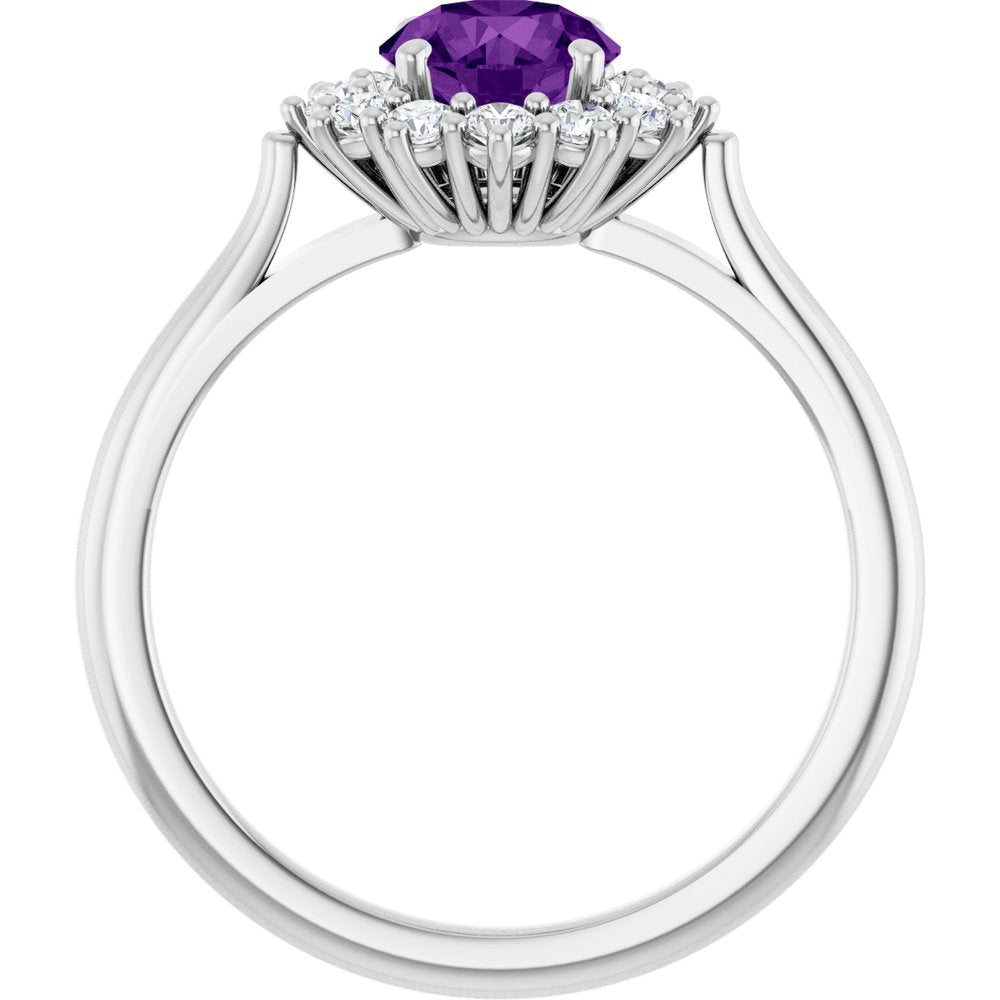 14K White Gold Natural Amethyst & 1/3 CTW Lab-Grown Diamond Ring