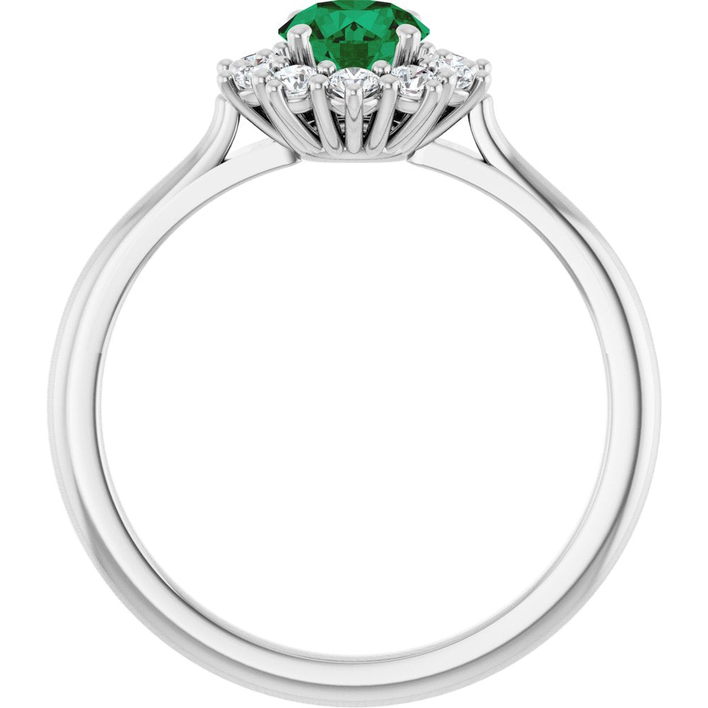 14K White Gold Lab-Grown Blue Sapphire & 1/4 CTW Lab-Grown Diamond Halo-Style Ring