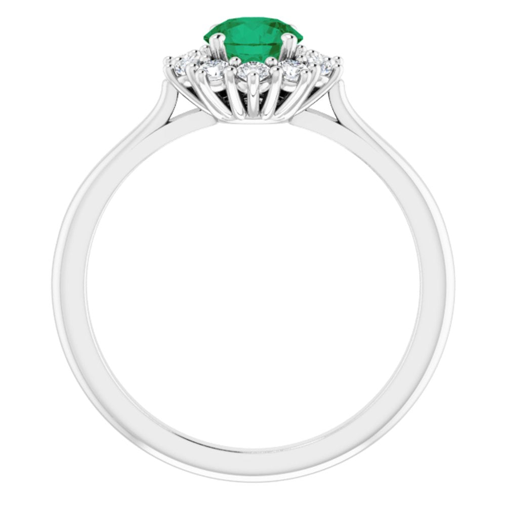 14K White Gold Lab-Grown Emerald & 1/4 CTW Lab-Grown Diamond Halo-Style Ring
