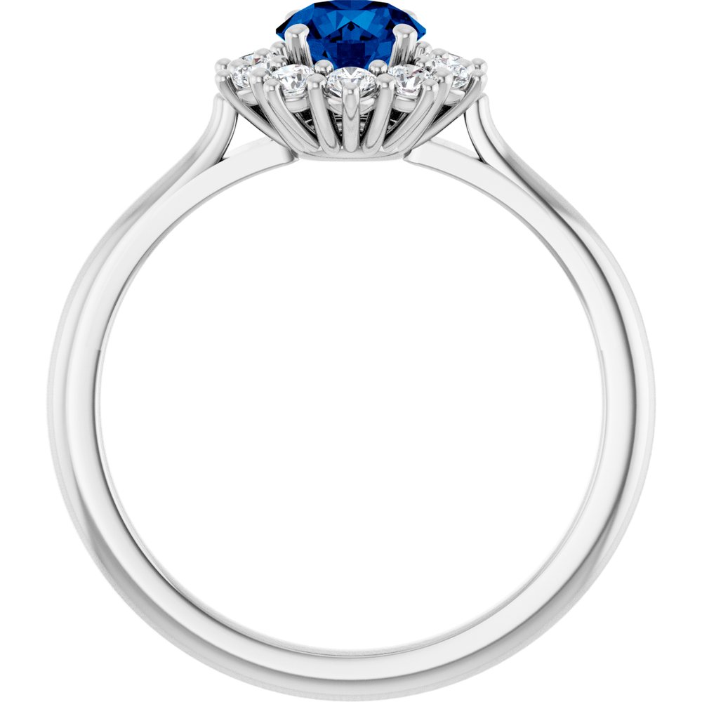 14K White Gold Lab-Grown Blue Sapphire & 1/4 CTW Lab-Grown Diamond Halo-Style Ring