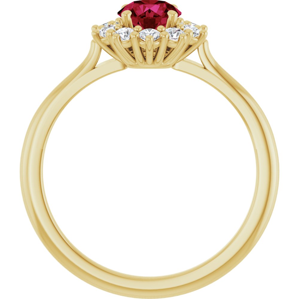 14K Yellow Gold Lab-Grown Ruby & 1/4 CTW Lab-Grown Diamond Halo-Style Ring