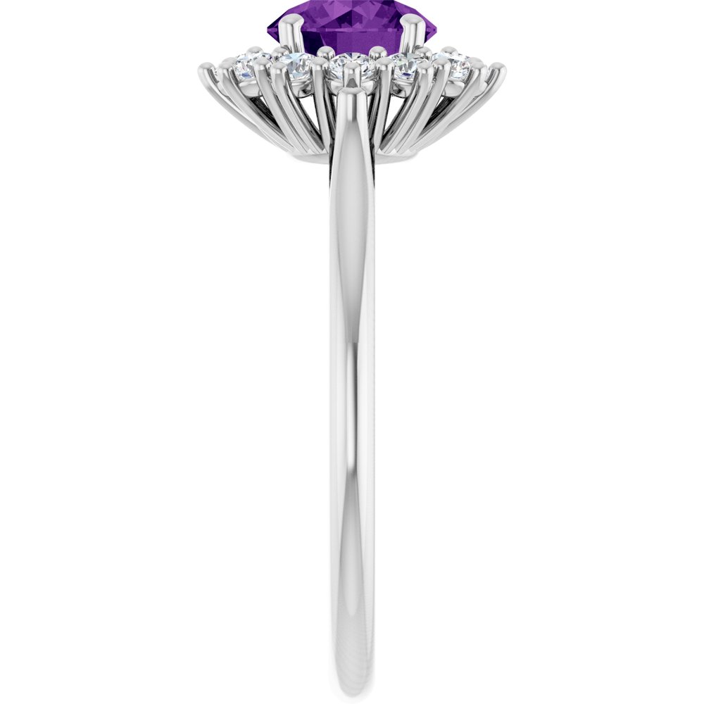 14K White Gold Natural Amethyst & 1/3 CTW Lab-Grown Diamond Ring