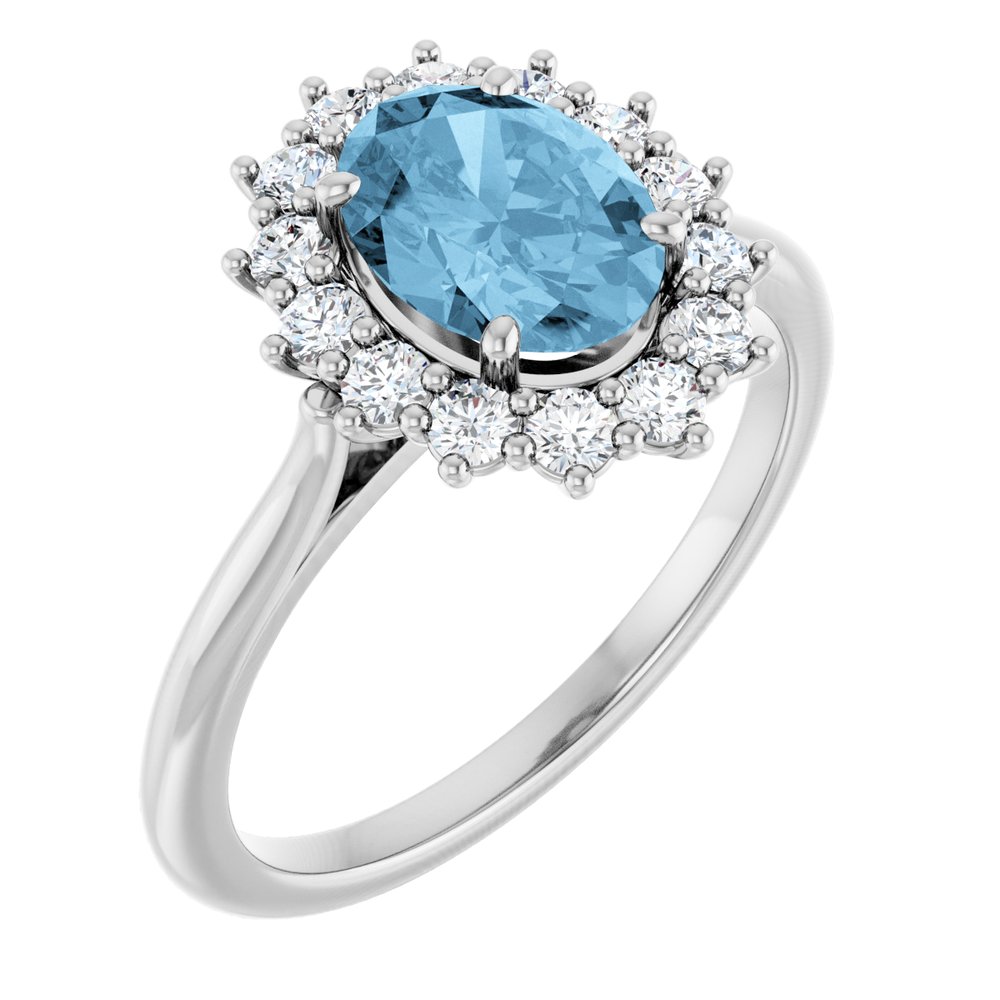 14K White Gold Natural Sky Blue Topaz and 1/3 CTW Lab-Grown Diamond Ring