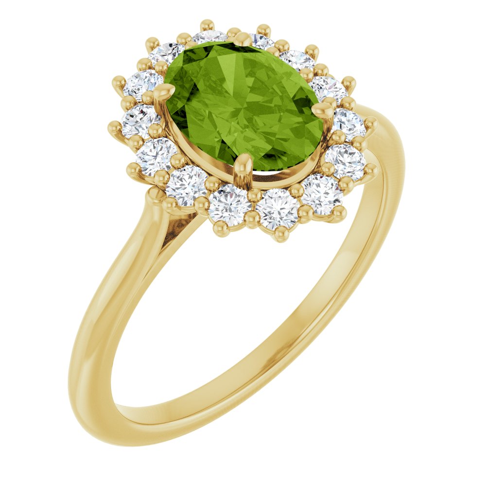 14K Yellow Gold Natural Peridot & 1/3 CTW Lab-Grown Diamond Ring