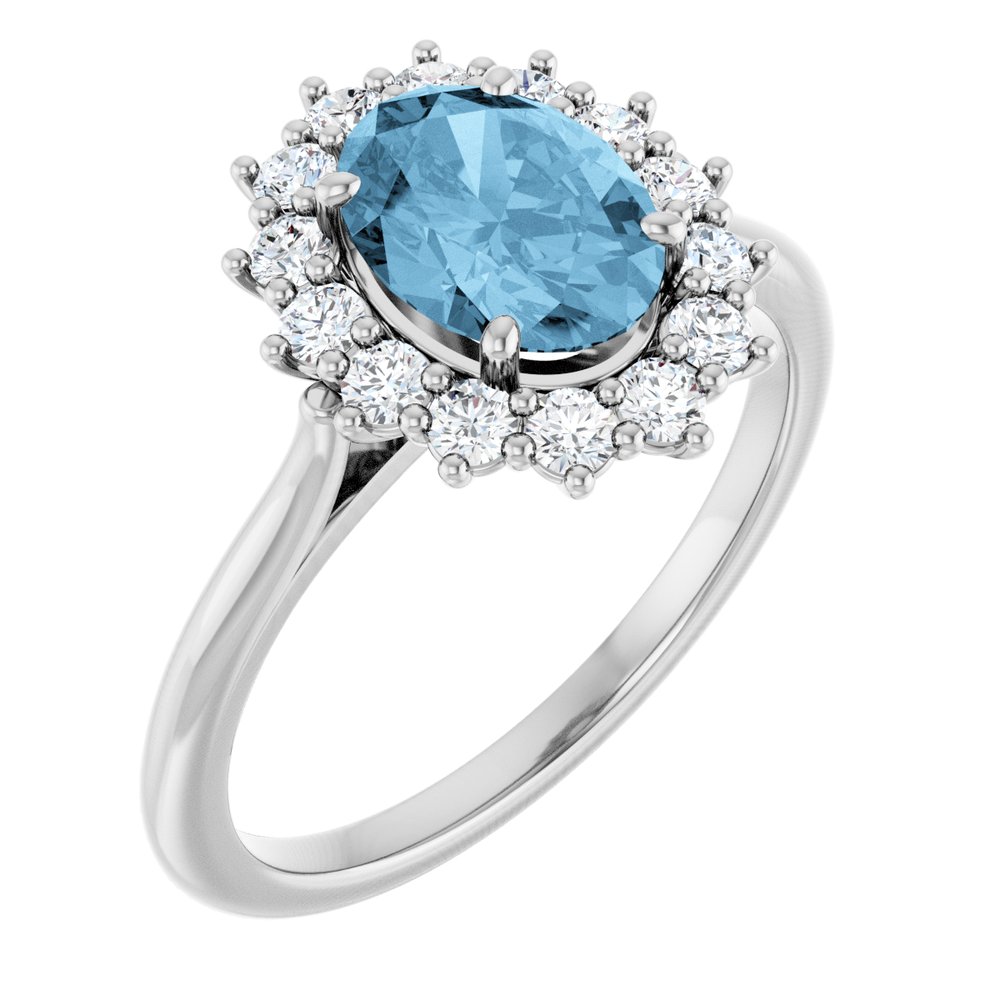 14K White Gold Natural Sky Blue Topaz & 1/3 CTW Lab-Grown Diamond Ring