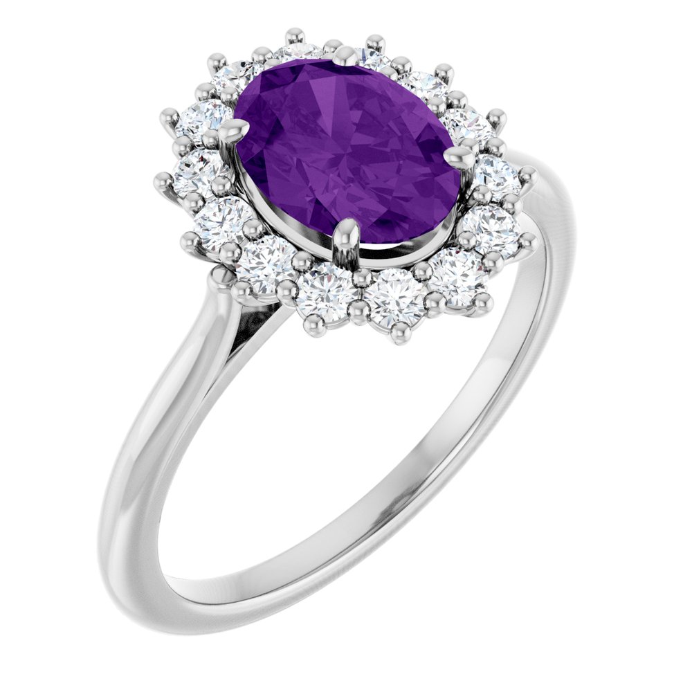Sterling Silver Natural Amethyst & 1/3 CTW Lab-Grown Diamond Ring