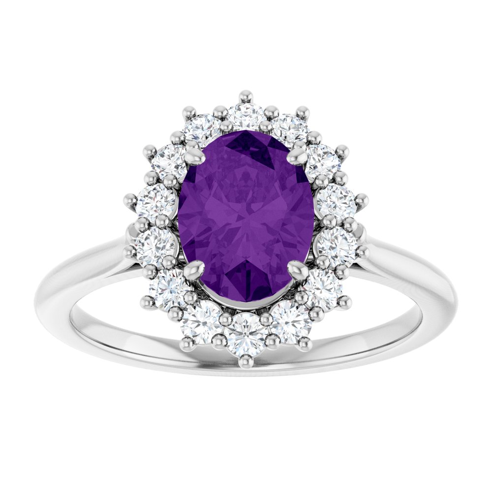 Sterling Silver Natural Amethyst & 1/3 CTW Lab-Grown Diamond Ring