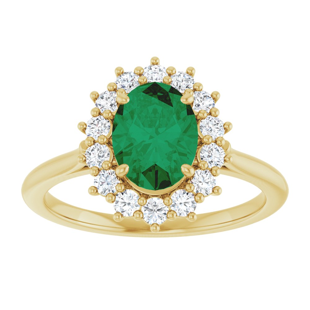 14K Yellow Gold Lab-Grown Emerald & 1/3 CTW Lab-Grown Diamond Ring