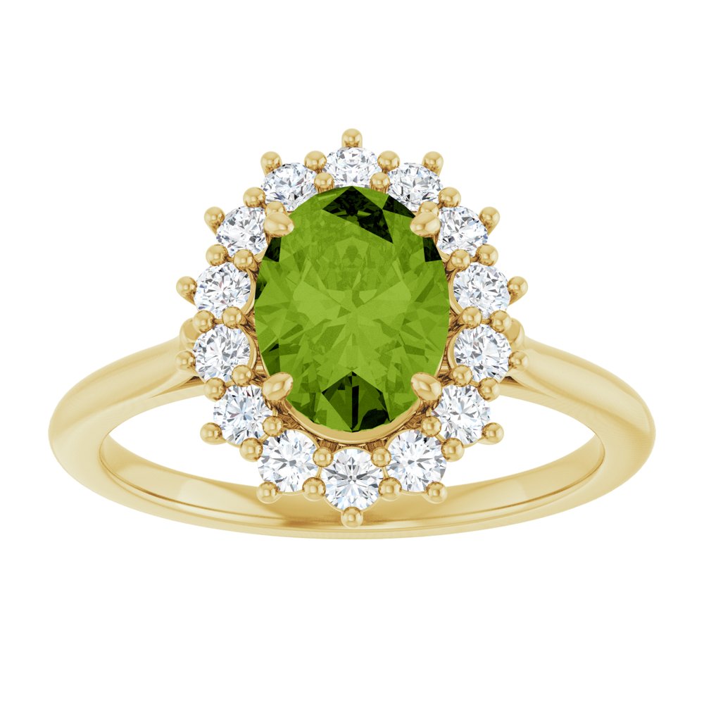 14K Yellow Gold Natural Peridot & 1/3 CTW Lab-Grown Diamond Ring