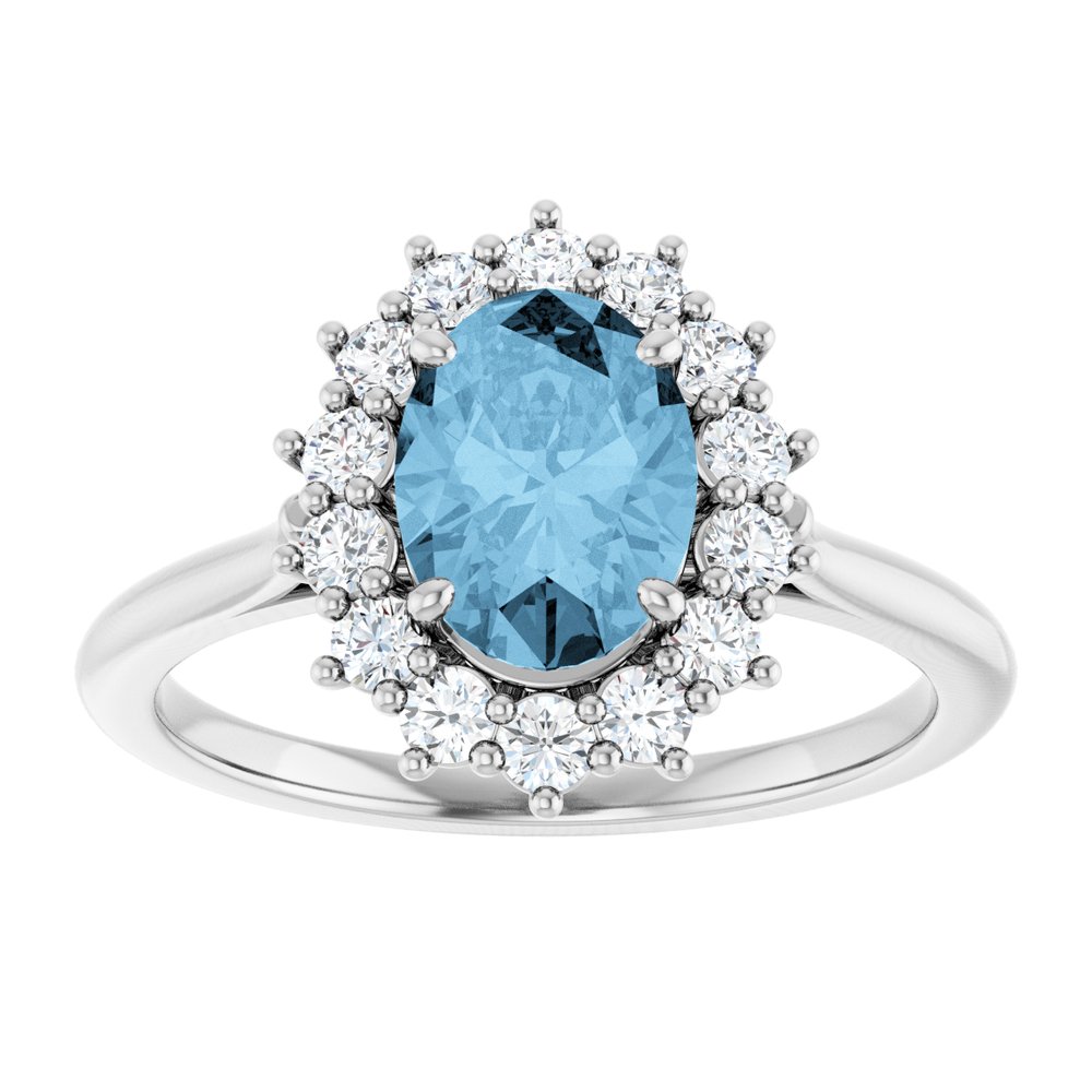 14K White Gold Natural Sky Blue Topaz & 1/3 CTW Lab-Grown Diamond Ring