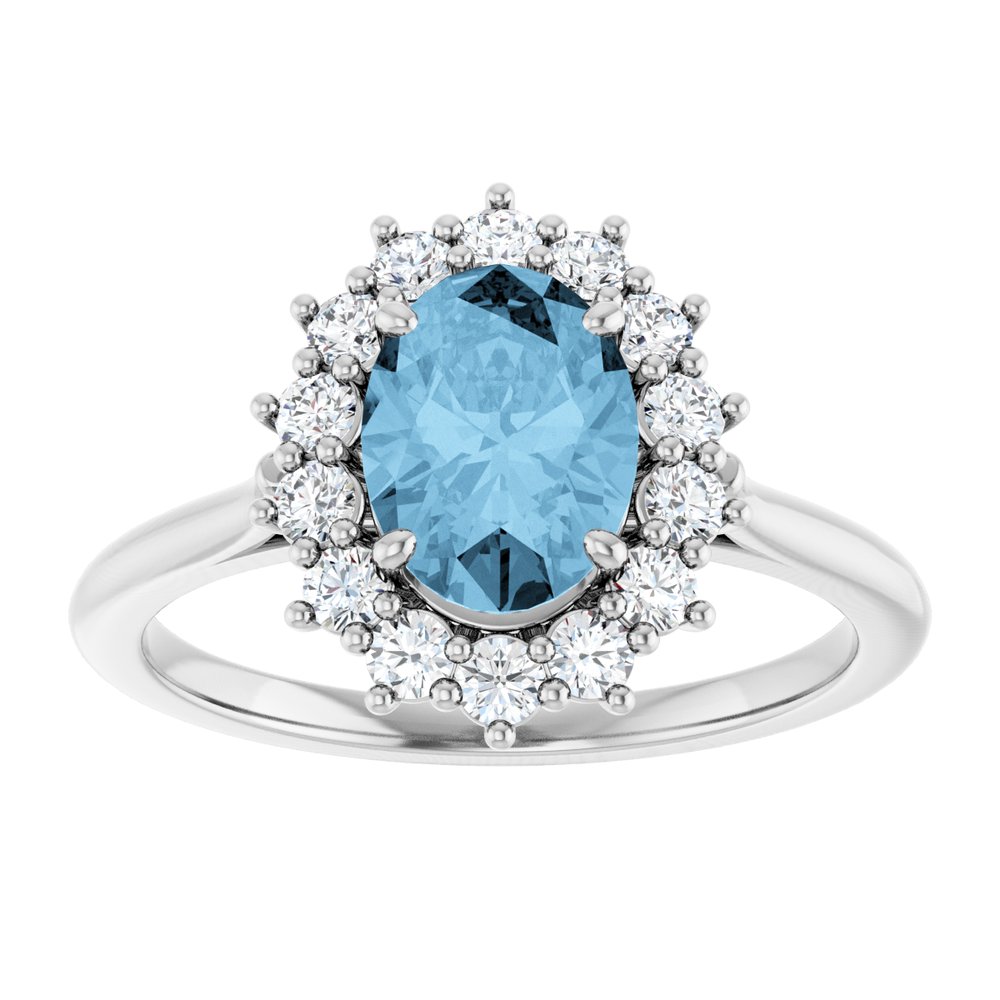 14K White Gold Natural Sky Blue Topaz and 1/3 CTW Lab-Grown Diamond Ring