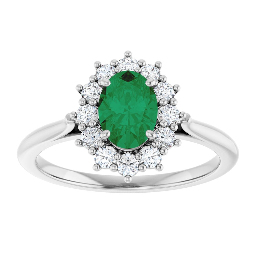 Sterling Silver Lab-Grown Emerald & 1/3 CTW Lab-Grown Diamond Ring
