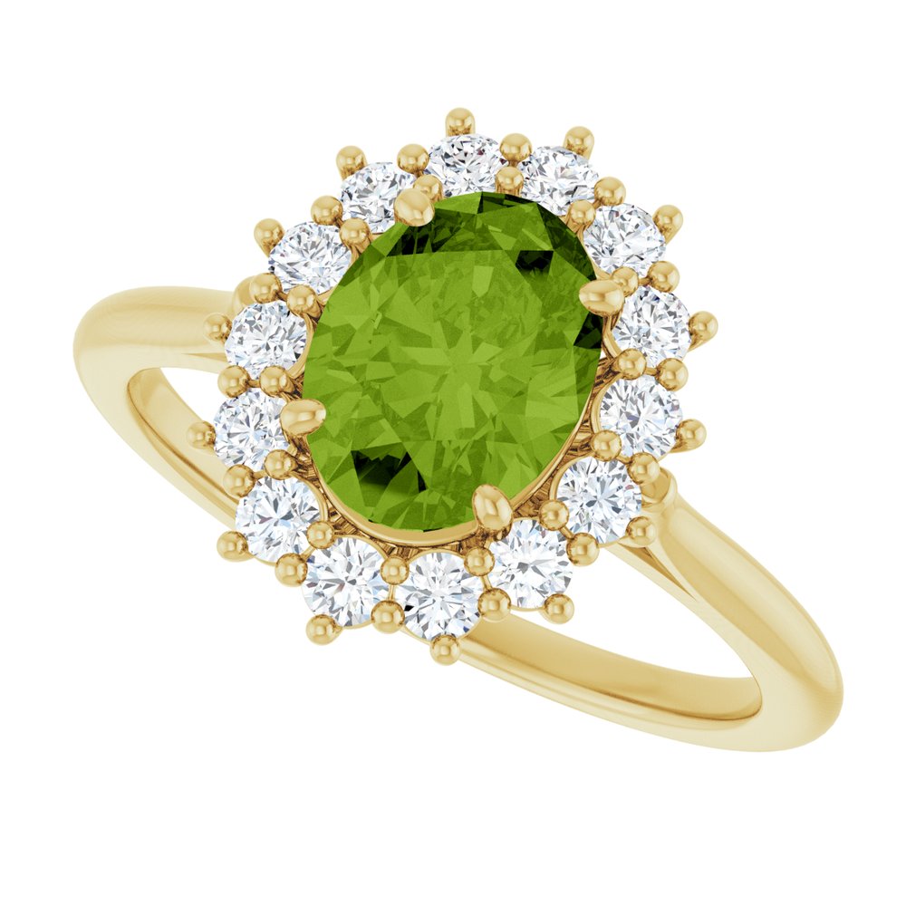 14K Yellow Gold Natural Peridot & 1/3 CTW Lab-Grown Diamond Ring