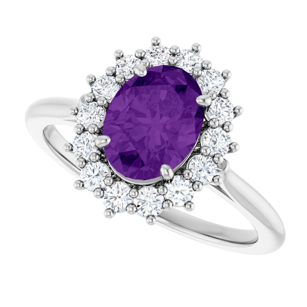 Sterling Silver Natural Amethyst & 1/3 CTW Lab-Grown Diamond Ring