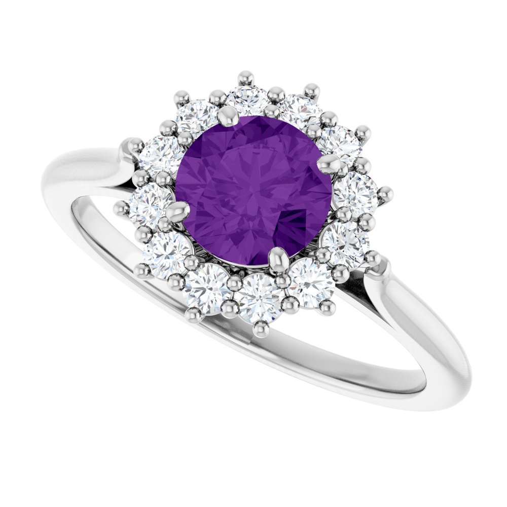 14K White Gold Natural Amethyst & 1/3 CTW Lab-Grown Diamond Ring