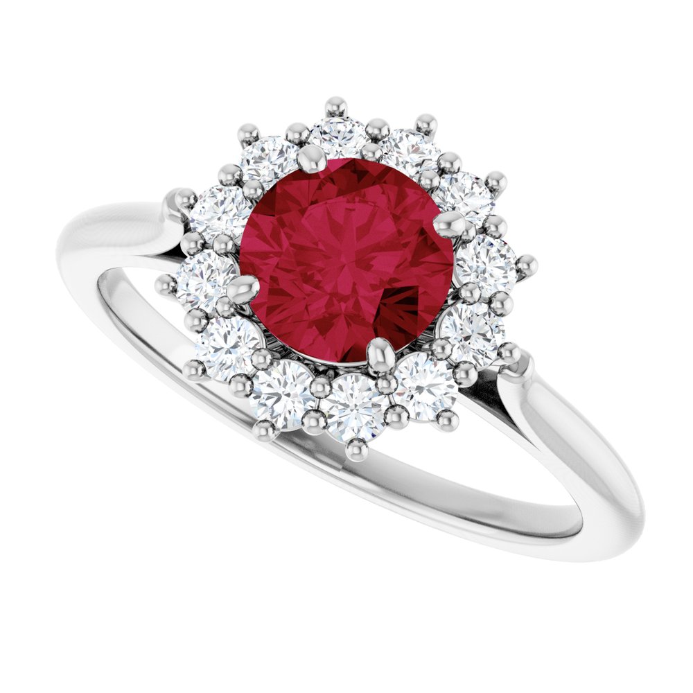14K White Gold Lab-Grown Ruby & 1/3 CTW Lab-Grown Diamond Ring