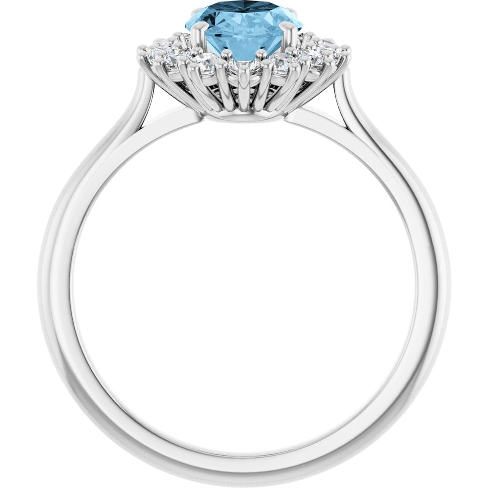 14K White Gold Natural Sky Blue Topaz and 1/3 CTW Lab-Grown Diamond Ring