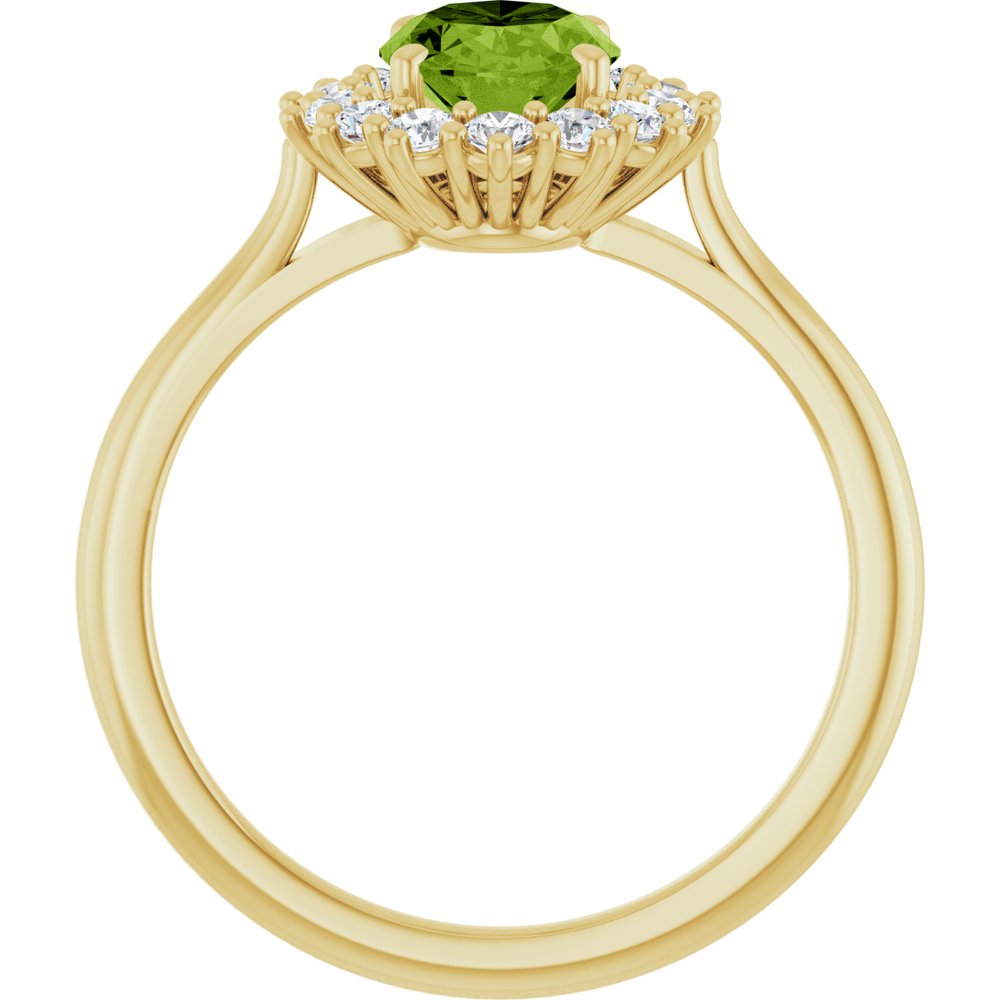 14K Yellow Gold Natural Peridot & 1/3 CTW Lab-Grown Diamond Ring
