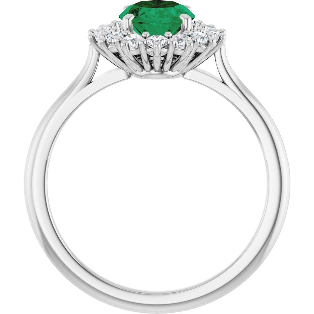 14K White Gold Lab-Grown Emerald & 1/3 CTW Lab-Grown Diamond Ring