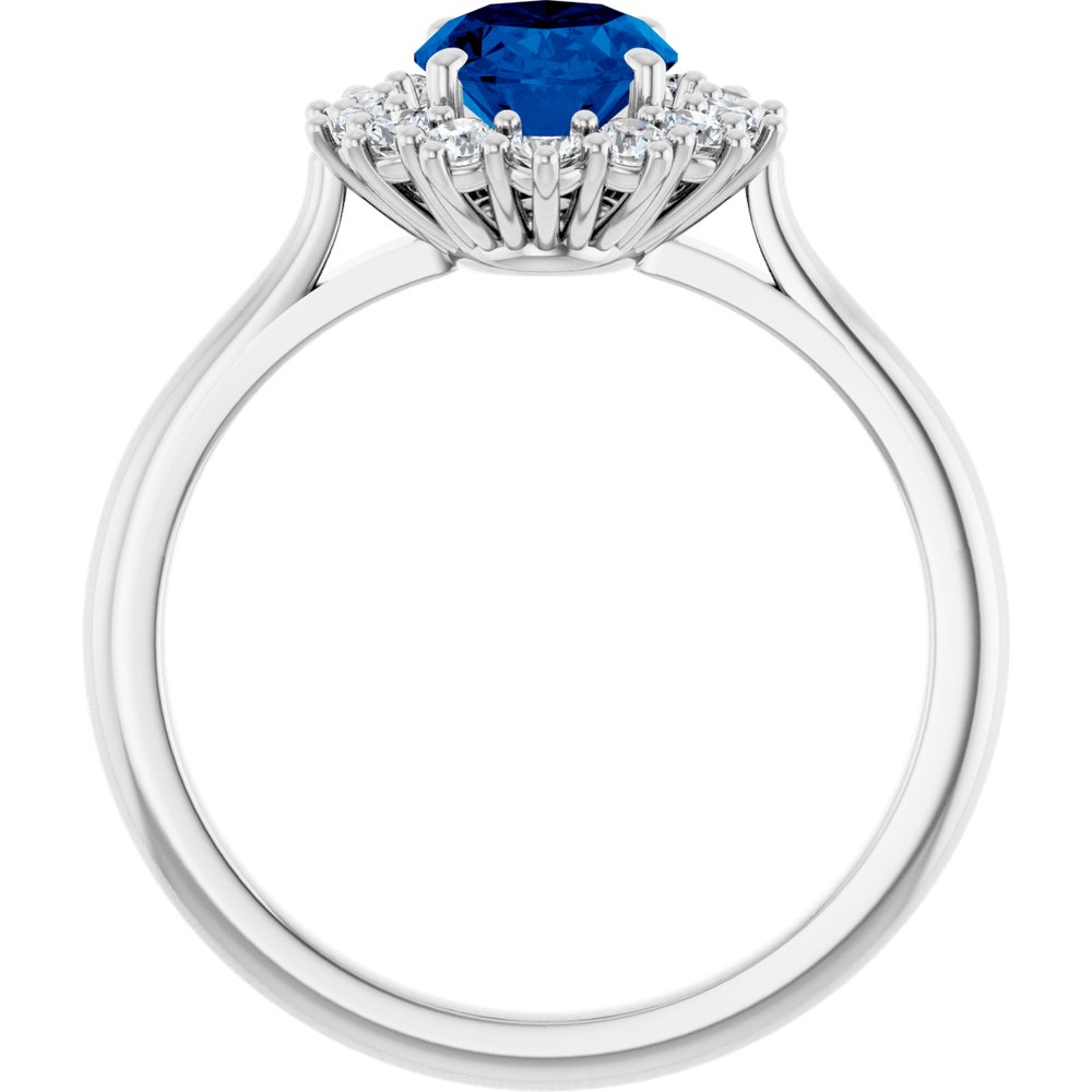 14K White Gold Lab-Grown Blue Sapphire and 1/3 CTW Lab-Grown Diamond Ring