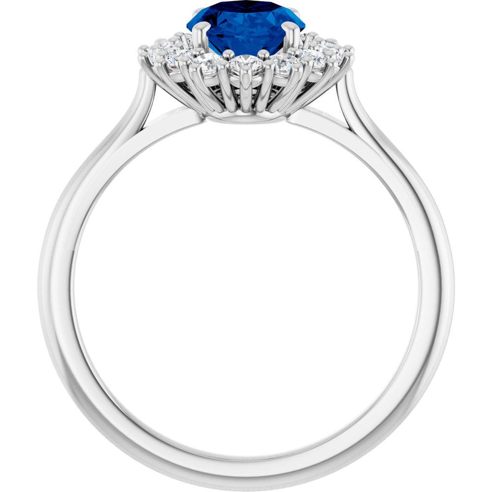14K White Gold Lab-Grown Blue Sapphire & 1/3 CTW Lab-Grown Diamond Ring
