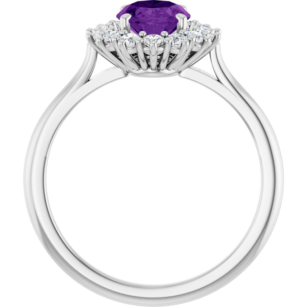 Sterling Silver Natural Amethyst & 1/3 CTW Lab-Grown Diamond Ring