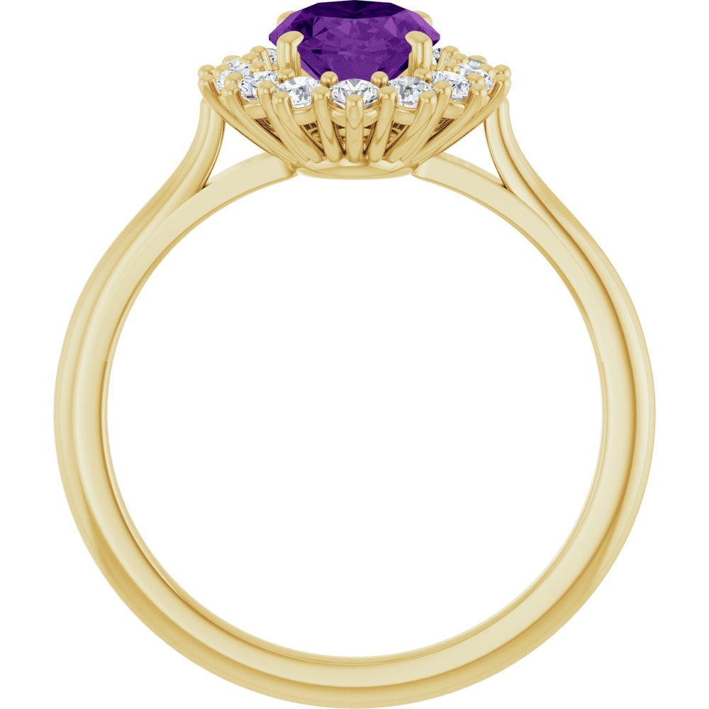 14K Yellow Gold Natural Amethyst & 1/3 CTW Lab-Grown Diamond Ring
