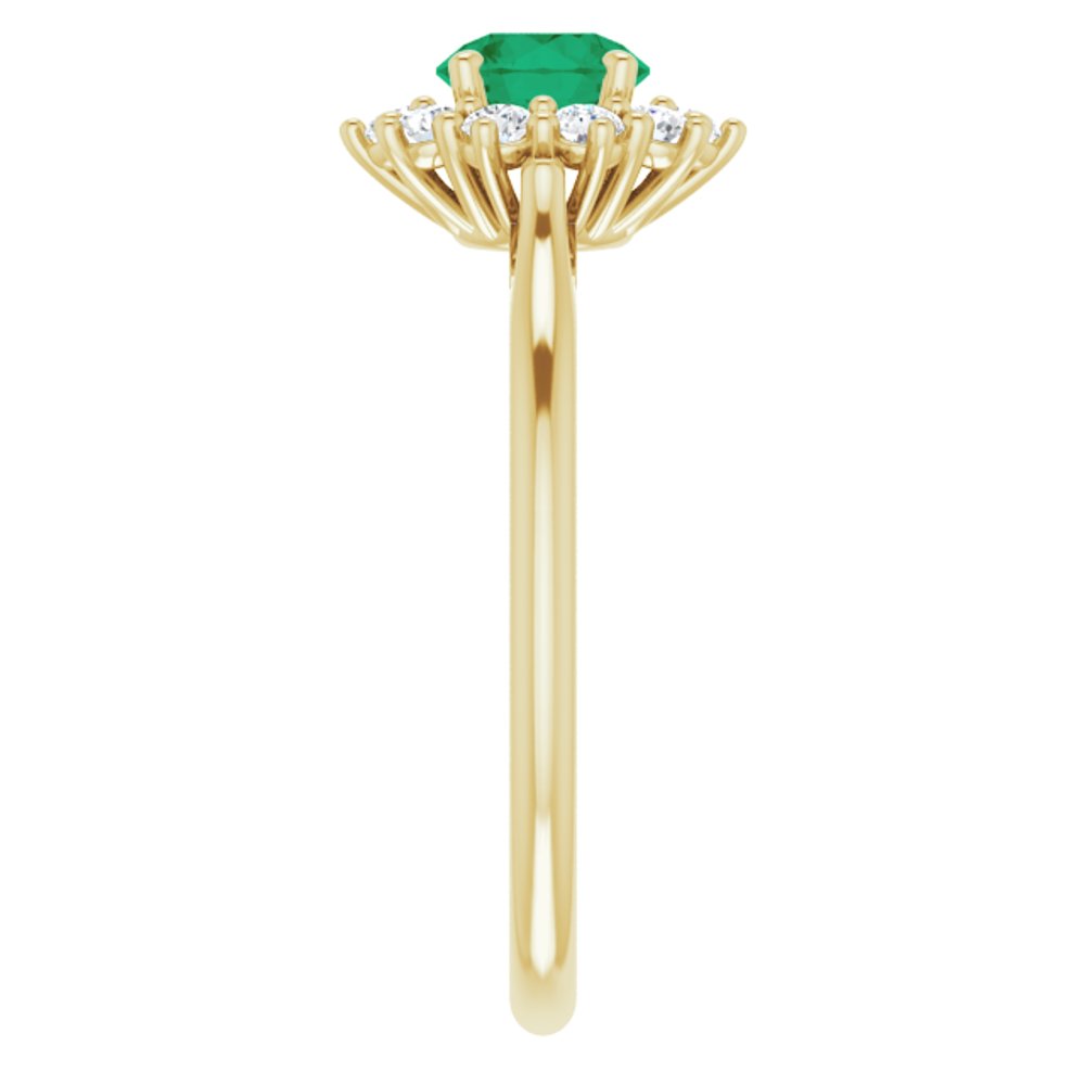 14K Yellow Gold Lab-Grown Emerald & 1/4 CTW Lab-Grown Diamond Halo-Style Ring