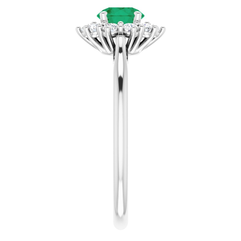 14K White Gold Lab-Grown Emerald & 1/4 CTW Lab-Grown Diamond Halo-Style Ring