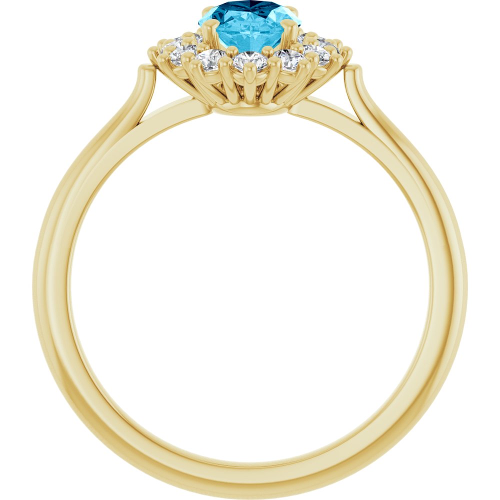 14K Yellow Gold Natural Aquqmarine & 1/3 CTW Lab-Grown Diamond Ring