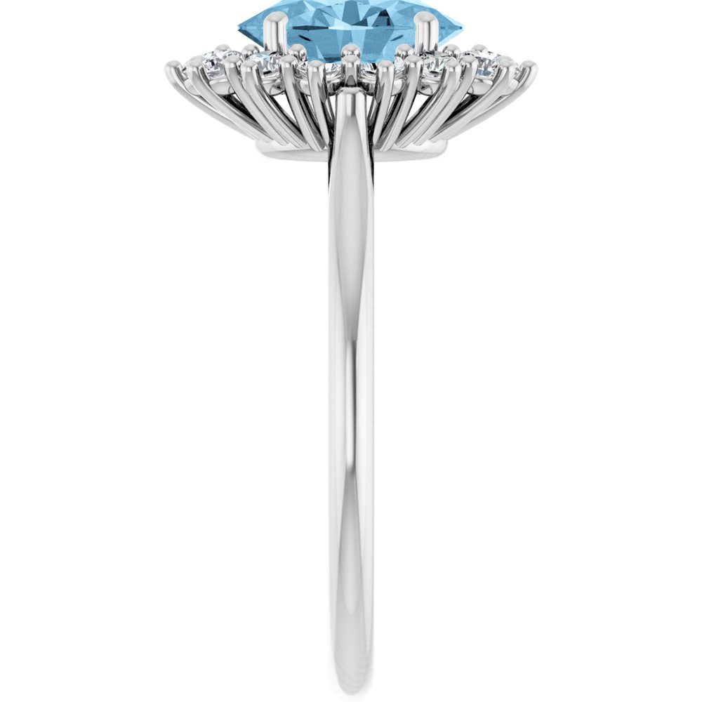 14K White Gold Natural Sky Blue Topaz and 1/3 CTW Lab-Grown Diamond Ring