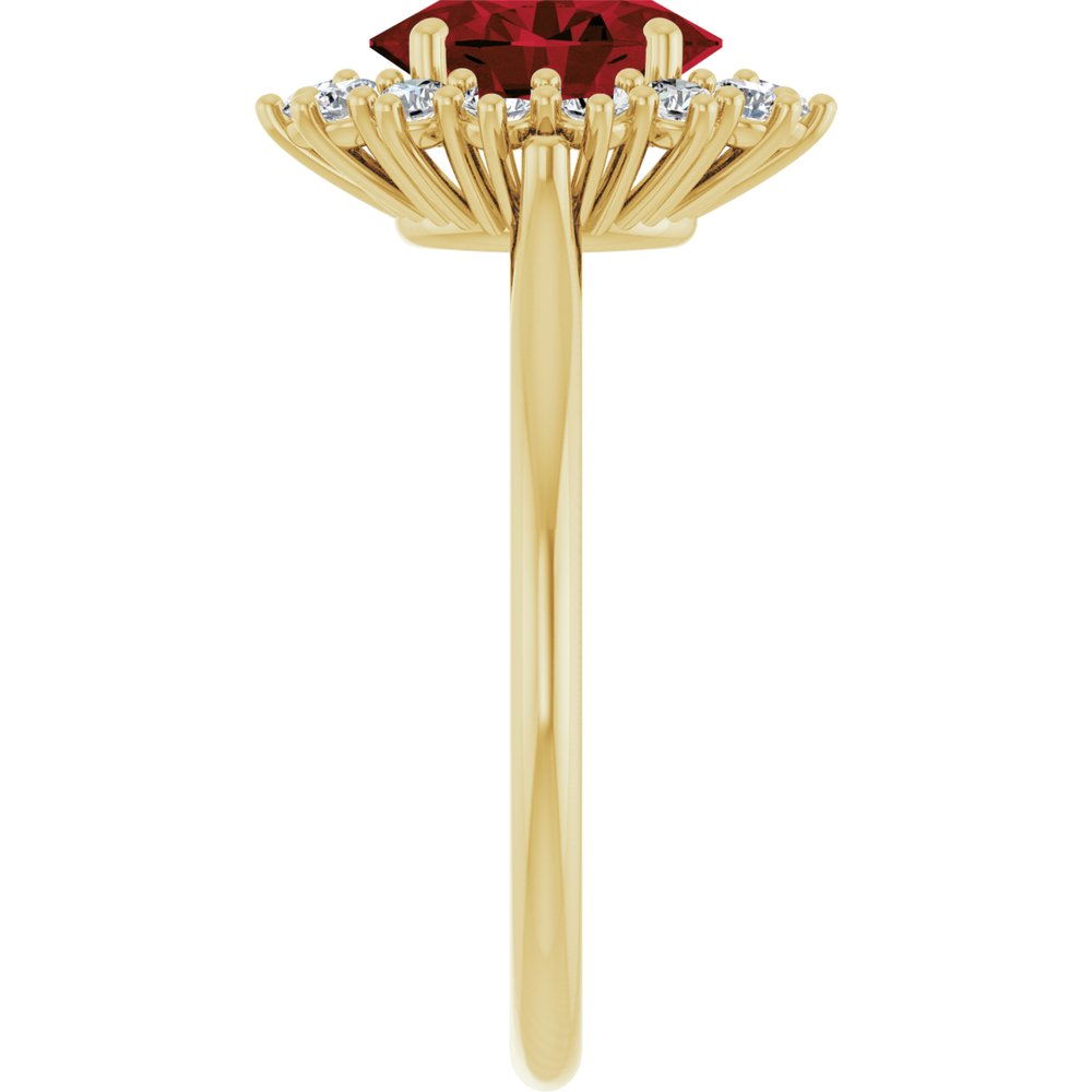 14K Yellow Gold Natural Mozambique Garnet and 1/3 CTW Lab-Grown Diamond Ring