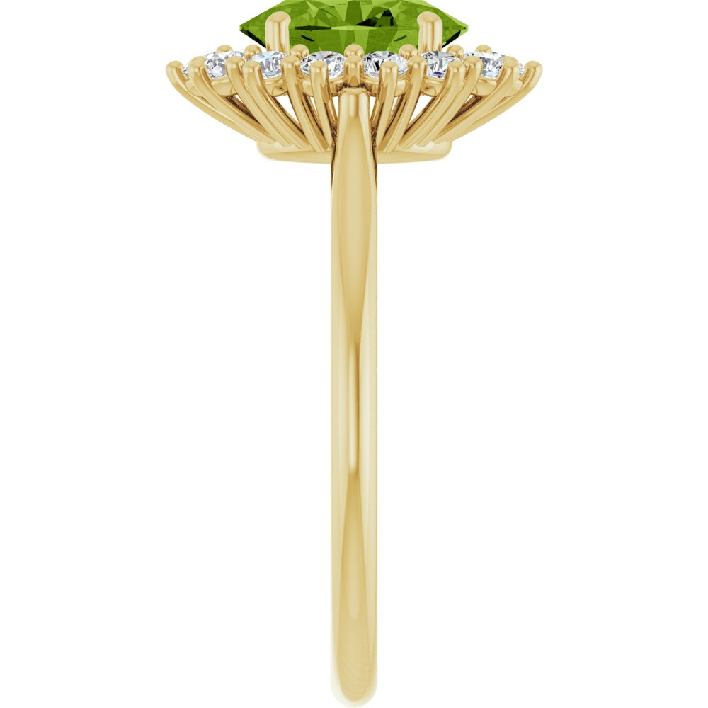 14K Yellow Gold Natural Peridot & 1/3 CTW Lab-Grown Diamond Ring