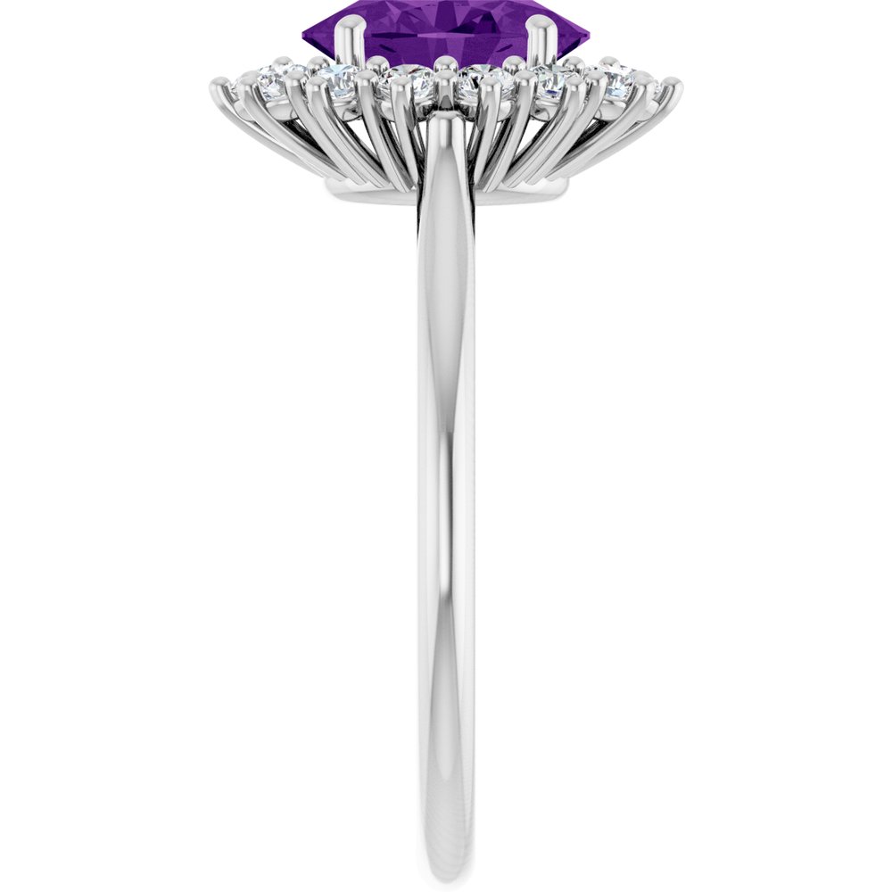 Sterling Silver Natural Amethyst & 1/3 CTW Lab-Grown Diamond Ring