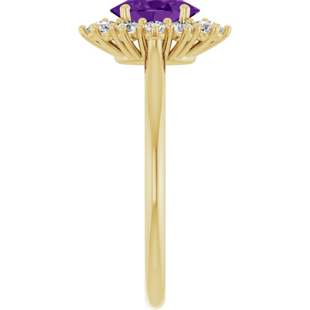 14K Yellow Gold Natural Amethyst & 1/3 CTW Lab-Grown Diamond Ring