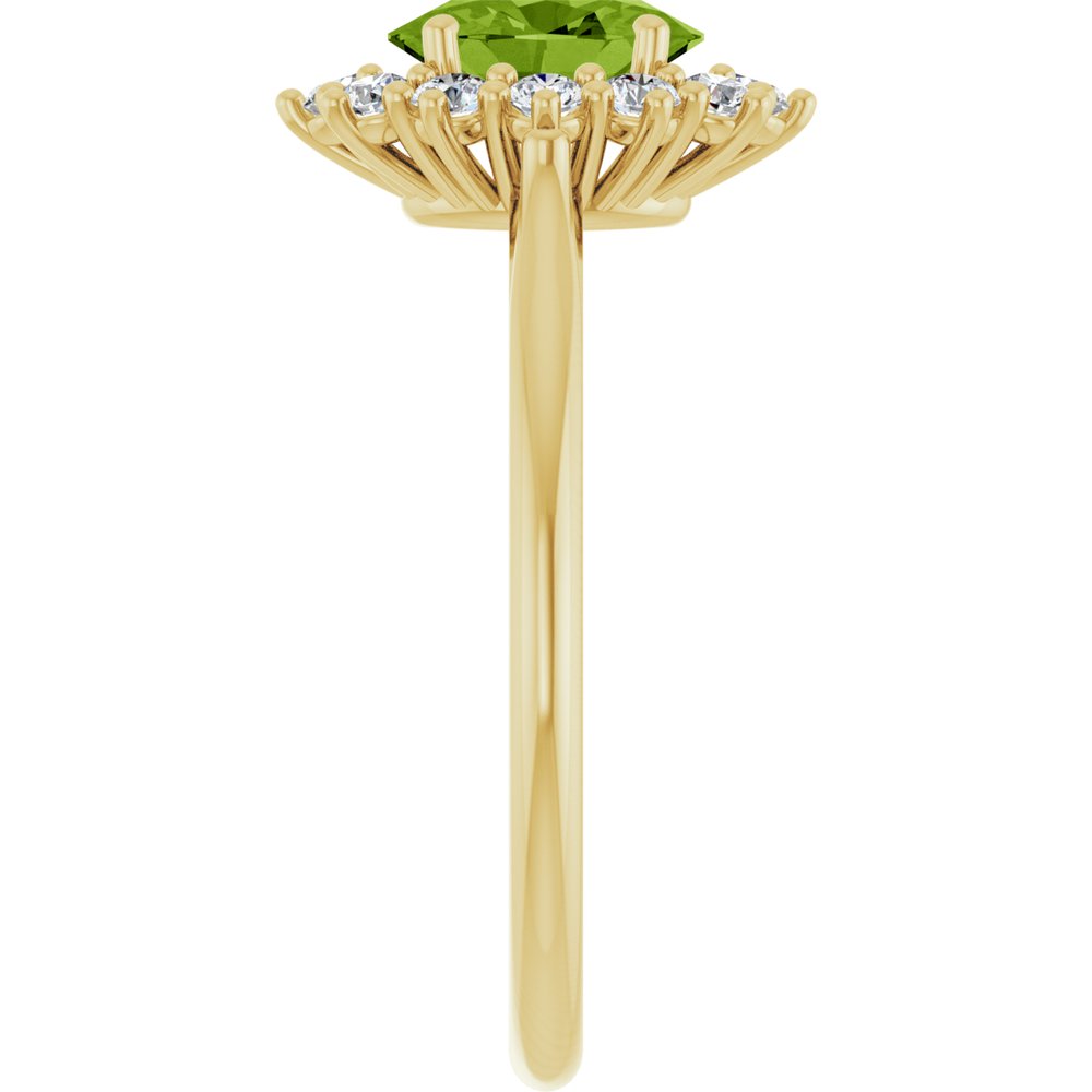 14K Yellow Gold Natural Peridot & 1/3 CTW Lab-Grown Diamond Ring