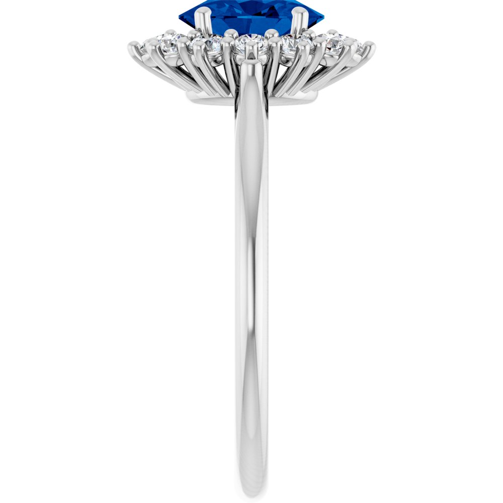 14K White Gold Lab-Grown Blue Sapphire & 1/3 CTW Lab-Grown Diamond Ring