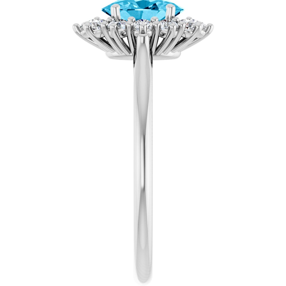 14K White Gold Natural Aquqmarine & 1/3 CTW Lab-Grown Diamond Ring