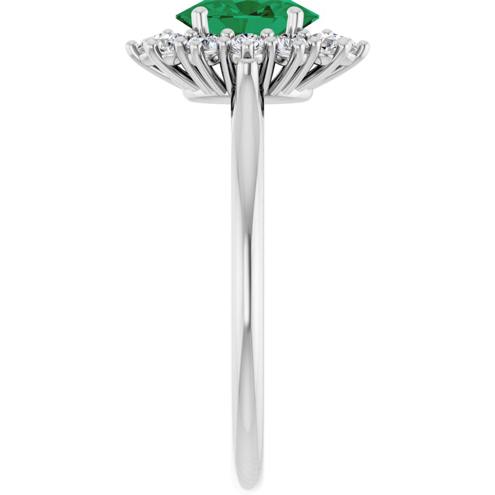 Sterling Silver Lab-Grown Emerald & 1/3 CTW Lab-Grown Diamond Ring