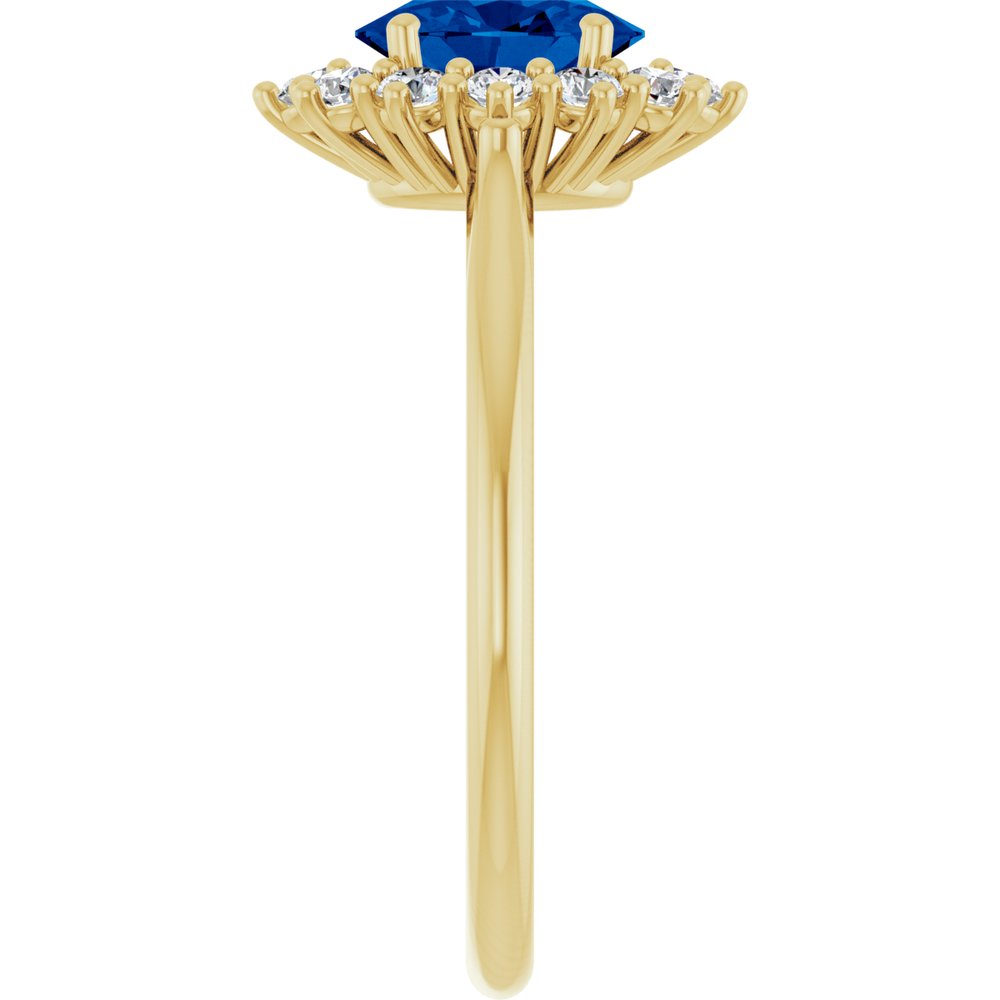 14K Yellow Gold Lab-Grown Blue Sapphire and 1/3 CTW Lab-Grown Diamond Ring