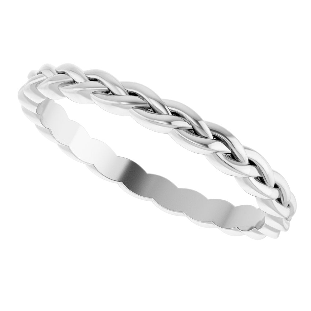 14K White Gold 2 mm Woven-Design Band Size 7
