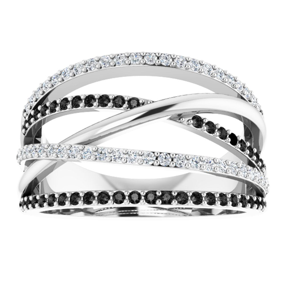 14K White Gold 1/2 CTW Natural Black & White Diamond Ring