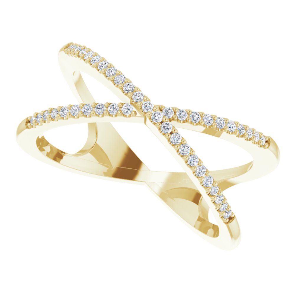 14K Yellow Gold 1/6 CTW Natural Diamond Criss-Cross Ring