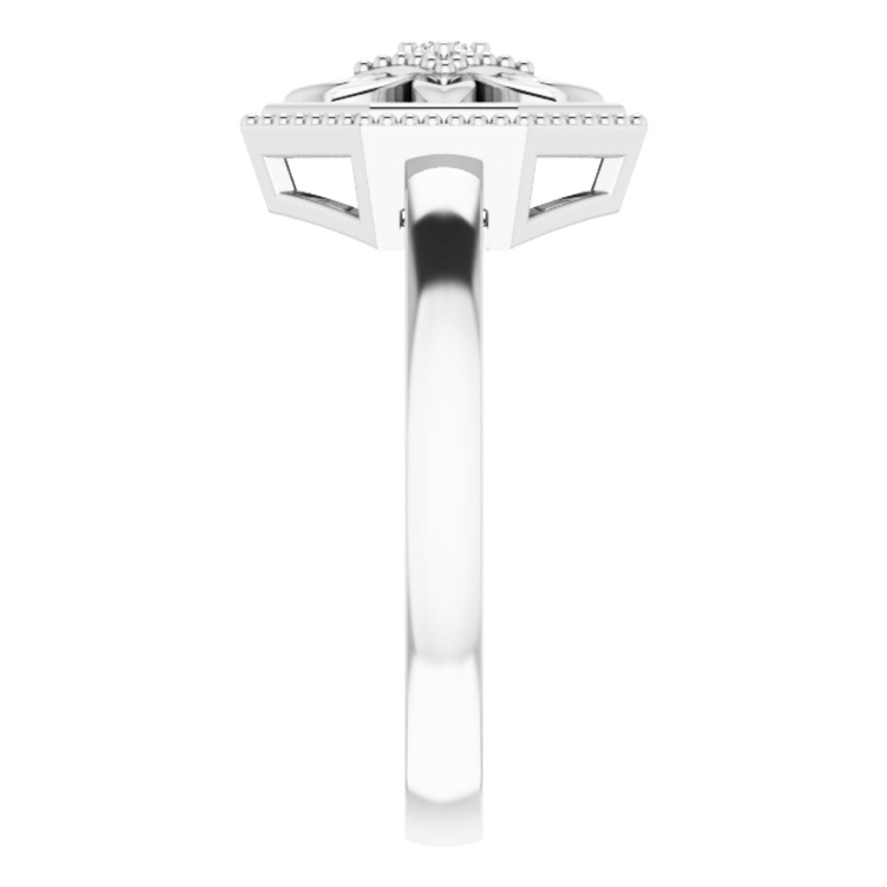 Sterling Silver .03 CTW Natural Diamond Filigree Ring